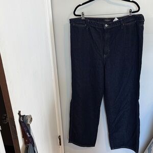Banana Republic women’s wide leg high rise  Deep Indigo Relaxed Jeans